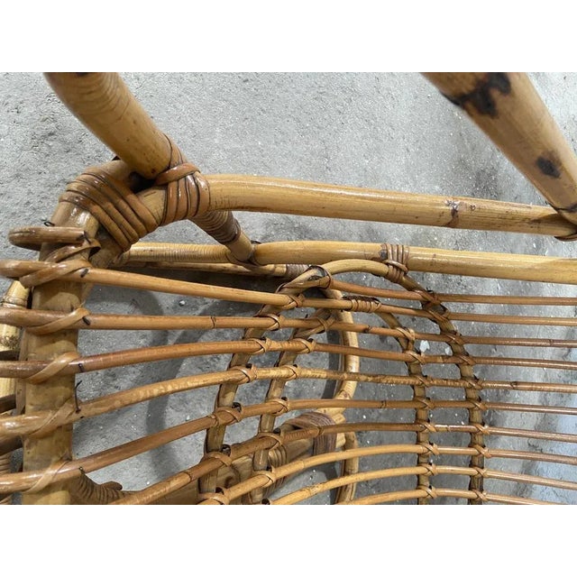 Mid-Century Modern Italian Bamboo and Rattan Armchair, 1960s For Sale - Image 6 of 11