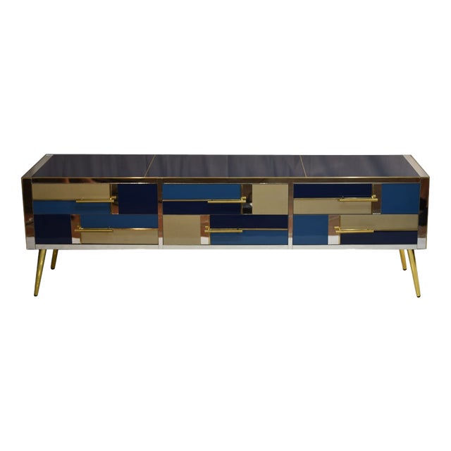 Chest of Drawers in Sapphire Blue Glass from Justfurnituress SRL For Sale