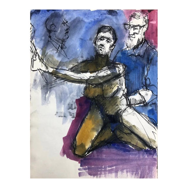 1970s John Reilly Female Nude Watercolor For Sale