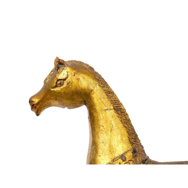 Hand Carved Gilt Gold / Wood Base Decorative Horse Sculpture For Sale - Image 4 of 13