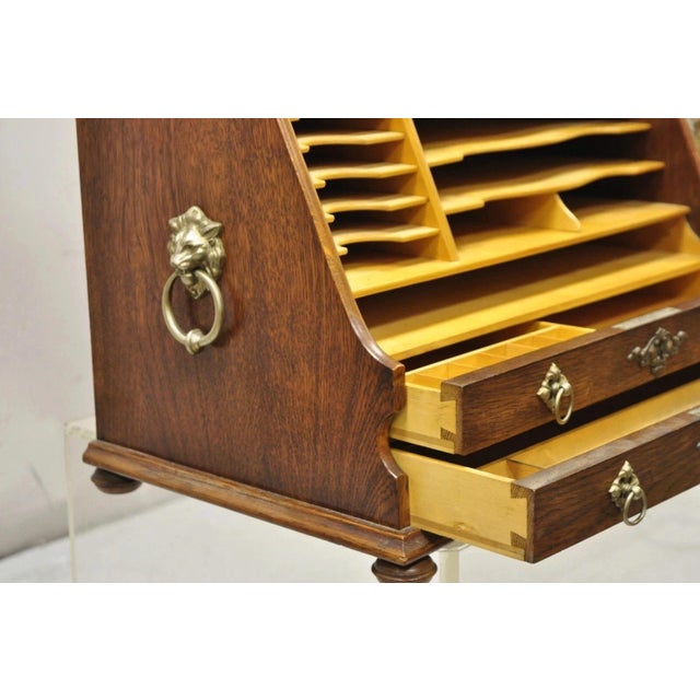 Antique English Victorian Oak Wood Desktop Portable Lap Desk Letter Holder For Sale - Image 12 of 12