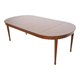 Kindel Furniture Federal Banded Mahogany Extension Dining Table, Newly Refinished For Sale