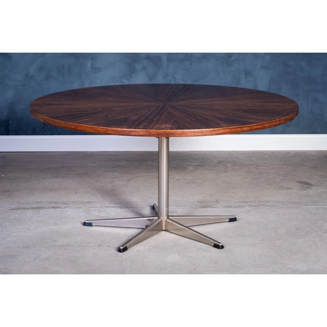 Round Rosewood Coffee Table on Steel Base, Denmark, 1960s For Sale - Image 4 of 10