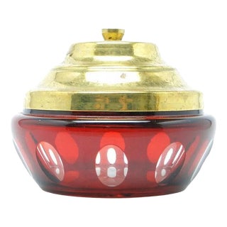 Vintage Czechoslovakian Crystal Candyer, 1950s For Sale