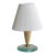 Italian Ivory Lacquered Metal + Glass Table Lamp with String Shade, 1950s For Sale
