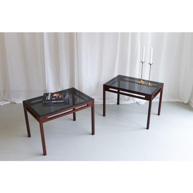Danish Modern Side Tables in Rosewood and Glass, 1960s, Set of 2 For Sale - Image 16 of 18