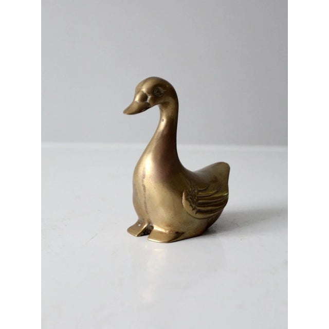 Mid-Century Brass Goose Figurine For Sale - Image 4 of 11