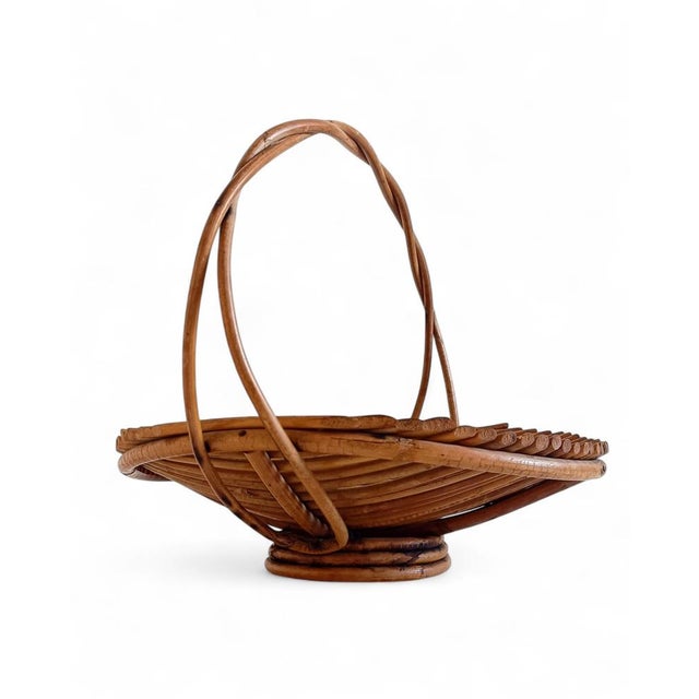1950s Vintage Rattan Fruit Bowl Basket Centerpiece by Franco Albini, 1950s For Sale - Image 5 of 16