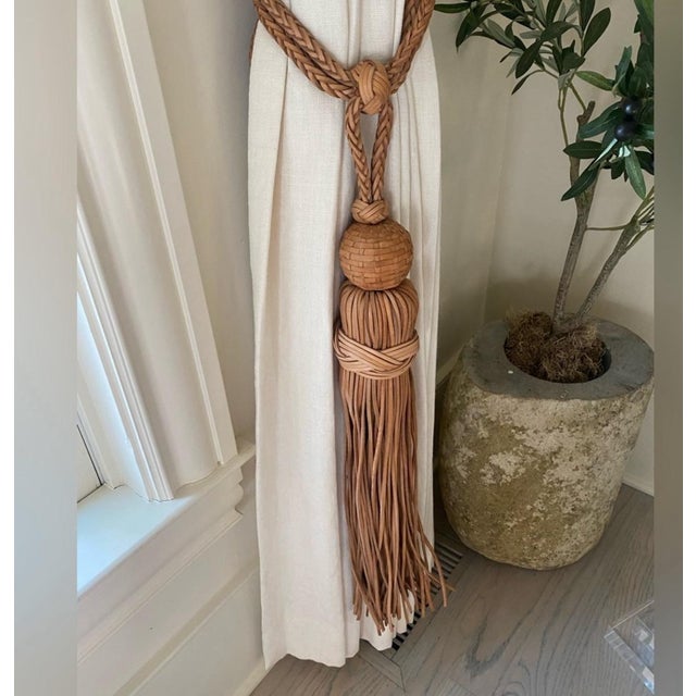 Spanish Extra Large Leather Tassel Tie Backs For Sale - Image 3 of 6