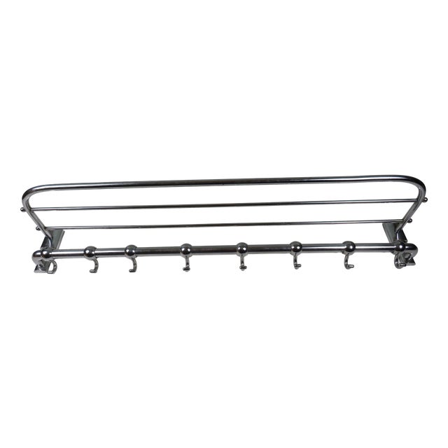 Modern Bauhaus Chrome Wall Coat Rack with Adjustable Hooks, 1920s For Sale
