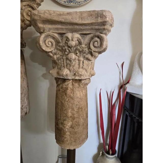 1950s Vintage Terracotta Columns with Iron Bases, 1950s, Set of 2 For Sale - Image 5 of 11