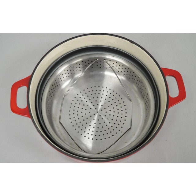 Late 20th Century Late 20th Century Martha Stewart Collection Red Cast Iron Dutch Oven Covered Pot For Sale - Image 5 of 11