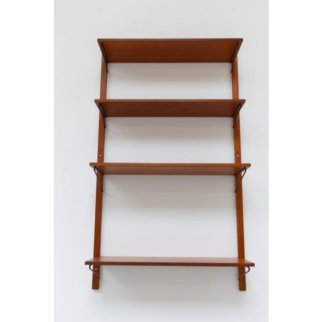 Brown Vintage Danish Wall-Mounted Teak Shelving System, 1960s For Sale - Image 8 of 18