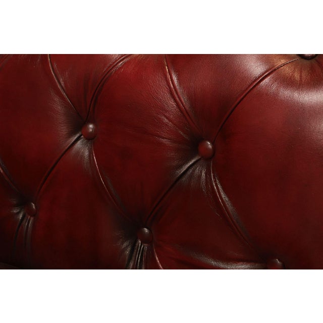 Chesterfield Style Oxford Red Leather Sofa For Sale - Image 10 of 17