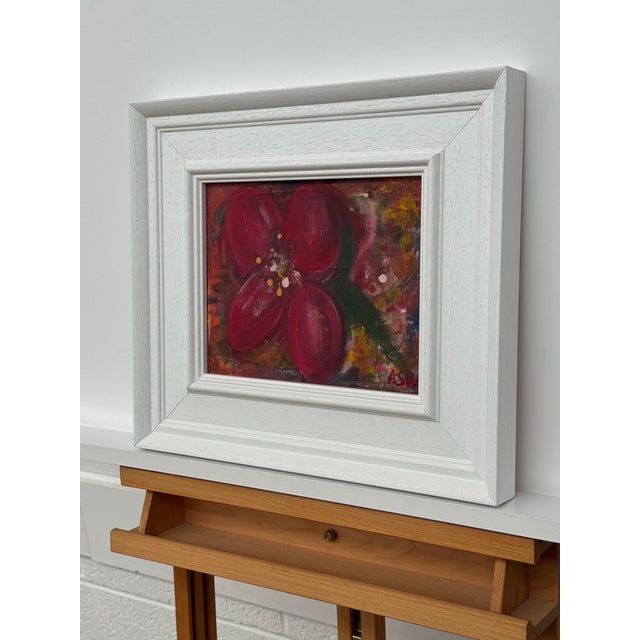Textile Ameryllis Study 3 - Miniature Abstract Floral Canvas Art by Contemporary Artist 2005 For Sale - Image 7 of 12