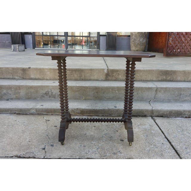 Spanish Style Accent Table With Spool Turned Legs For Sale - Image 4 of 7