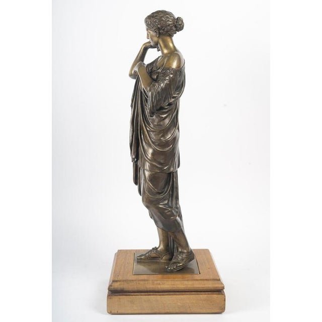 Sculpture of Diana, Early 20th Century, Patinated Bronze on a Wooden Base For Sale - Image 9 of 13