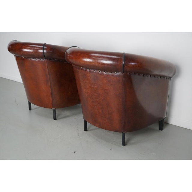 Animal Skin Vintage Dutch Cognac Leather Club Chairs, 1970s, Set of 2 For Sale - Image 7 of 18