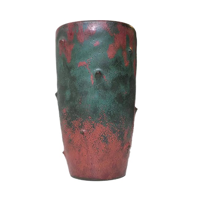 Ceramic Art Deco Vase with Camou-Glaze by Niels Peter Nielsen for Dagnaes, 1940s For Sale