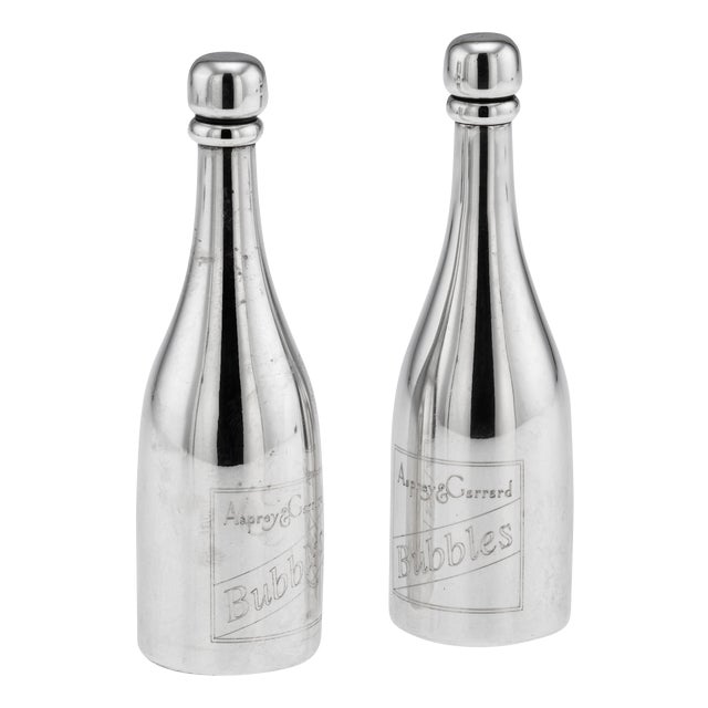 Silver Champagne Bottle Bubble Blowers from Asprey & Garrard, 2000s, Set of 2 For Sale