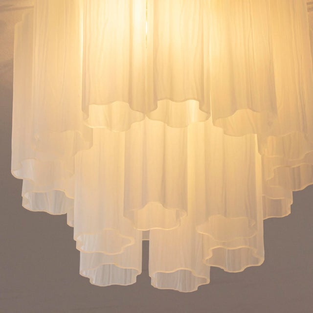 Frosted Murano Glass Chandelier, Italy, 1990s For Sale - Image 4 of 11
