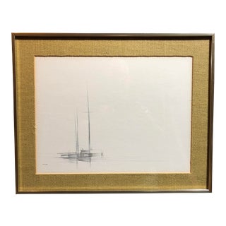Original Art - Mid-Century Minimalist Nautical Drawing - New York Artist John McDaniel For Sale