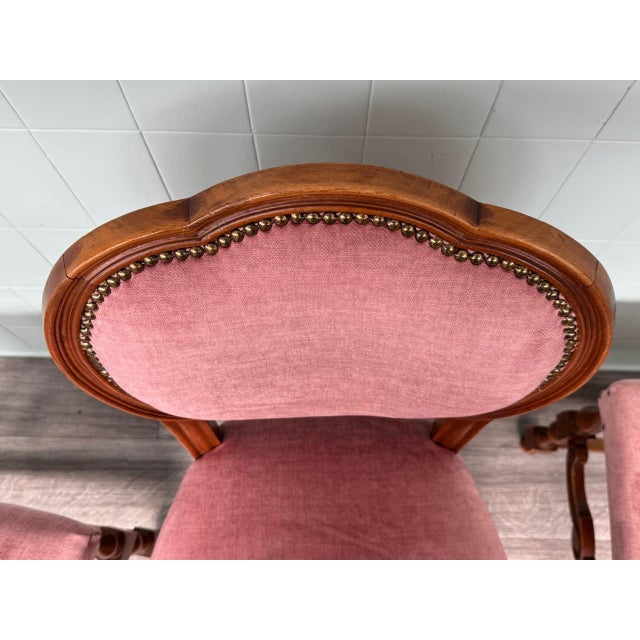 Mid-Century Modern Italian Chairs in Beech and Velvet, 1960s, Set of 6 For Sale - Image 3 of 16