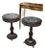 Set of 2 French-Style Round Side Tables – Marble Tops With Hand-Carved Gilded Wood Frames For Sale