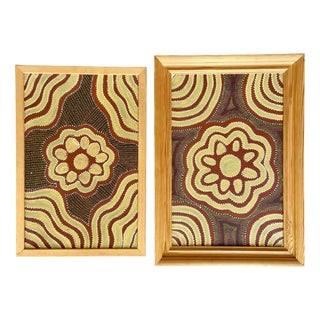 Dacou, Women Ceremony Aboriginal Dot Artworks, 1980s, Paintings on Canvases, Set of 2 For Sale