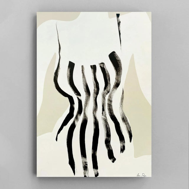 Beige Abstract Acrylic on Canvas Painting "Lines" by Anna Pepe For Sale - Image 8 of 8