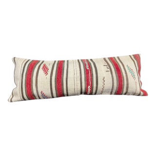 Turkish Hemp Pillow Cushion Natural Beige Red Cushion Cover 14x40 For Sale