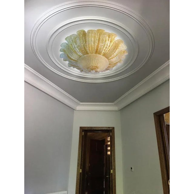 Large Ceiling Leaves Pendants in the style of Barovier & Toso, 1980s, Set of 2 For Sale - Image 12 of 14