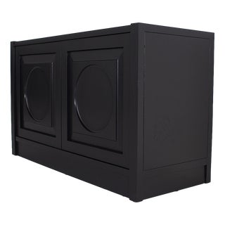 Small Brutalist Two-Door Storage Unit in Blackened Oak, 1970s For Sale
