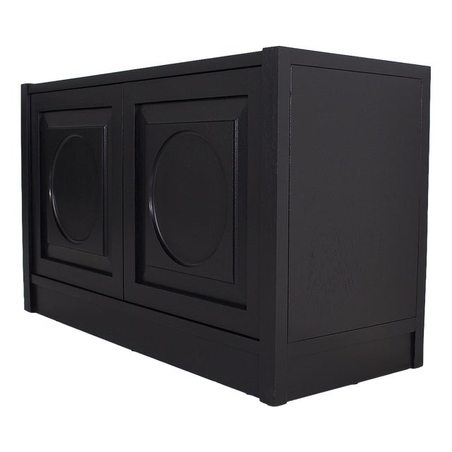 Small Brutalist Two-Door Storage Unit in Blackened Oak, 1970s For Sale