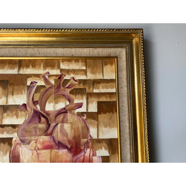 Brown 1980's Lolita Fernandez Brito " a Torch in the Space " Oil Painting, Frame For Sale - Image 8 of 13