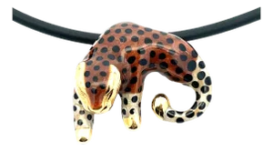 14k Yellow Gold Enamel Cheetah Pendant Necklace