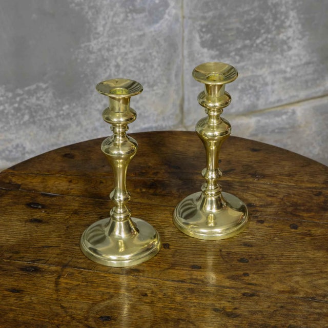 Early-19th Century Brass Candlesticks, Set of 2 For Sale - Image 4 of 8