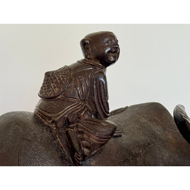 19th Century Chinese Hardwood Carving of Boy on Water Buffalo For Sale - Image 4 of 14