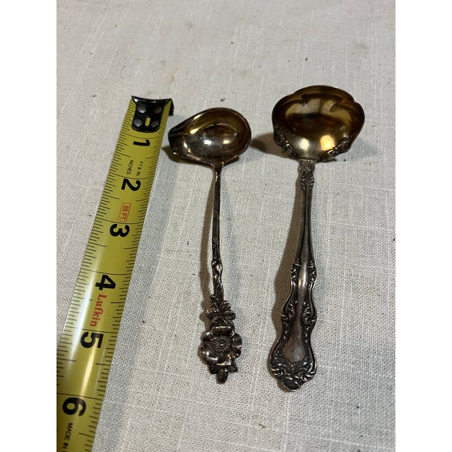 Mid-Century Modern Pair of 1970s Silver-Tone Etched Serving Spoons For Sale - Image 3 of 6