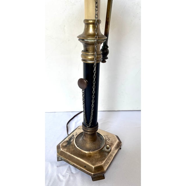 1970s Chapman Brass French Bouillotte Lamp With Black Tole Shade For Sale - Image 11 of 14