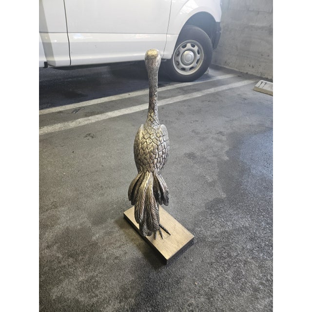 Large 1970s Italian Florentine Hand Carved Wood Egret For Sale In Miami - Image 6 of 8