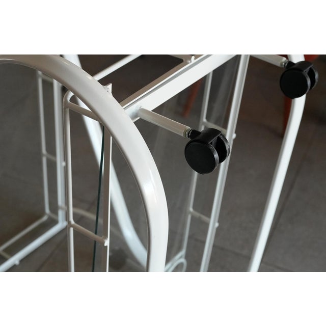 1980s Postmodern Aluminum Bar Cart by Woodard Restored W/ Original Glass, Attributed For Sale - Image 10 of 10