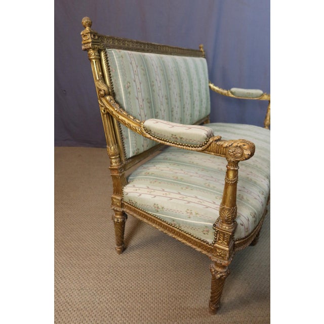 19th Century Giltwood Living Room Set, Set of 5 For Sale - Image 6 of 16