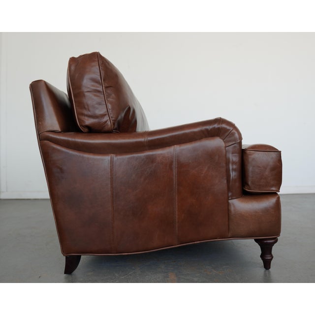 English Ballard Designs Wynne Leather Sofa For Sale - Image 3 of 16