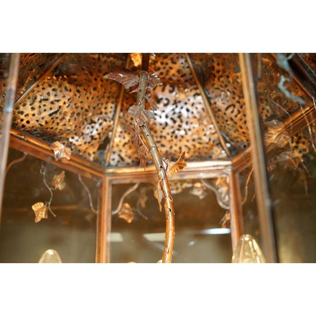 Italian Copper Floral Hanging Lantern, 1960s For Sale - Image 13 of 15