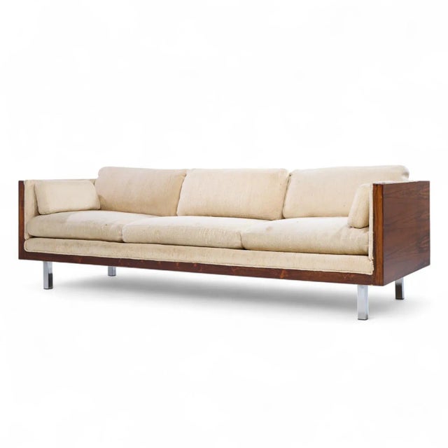 Mid-Century Modern Milo Baughman Style Mid Century Rosewood Case Sofa For Sale - Image 3 of 9