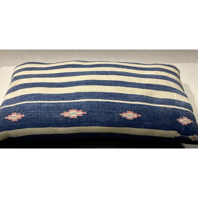 Textile Single Flat Weave Antique Textile Pillow For Sale - Image 7 of 9