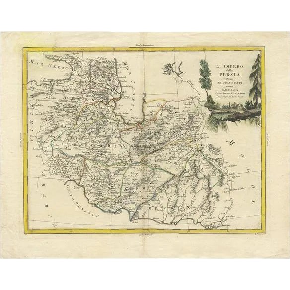 Antique Map of Persia by A. Zatta, 1785 For Sale