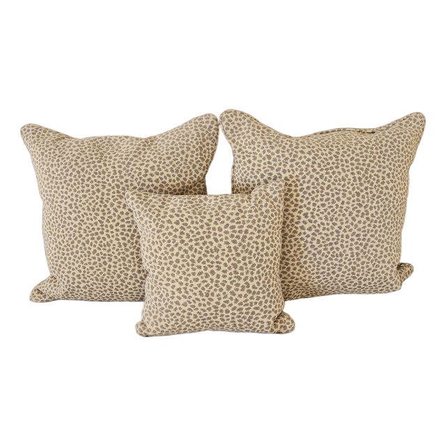 Ethan Allen Custom Pillow Set in Jaguar Camel Fabric — Set of Three For Sale