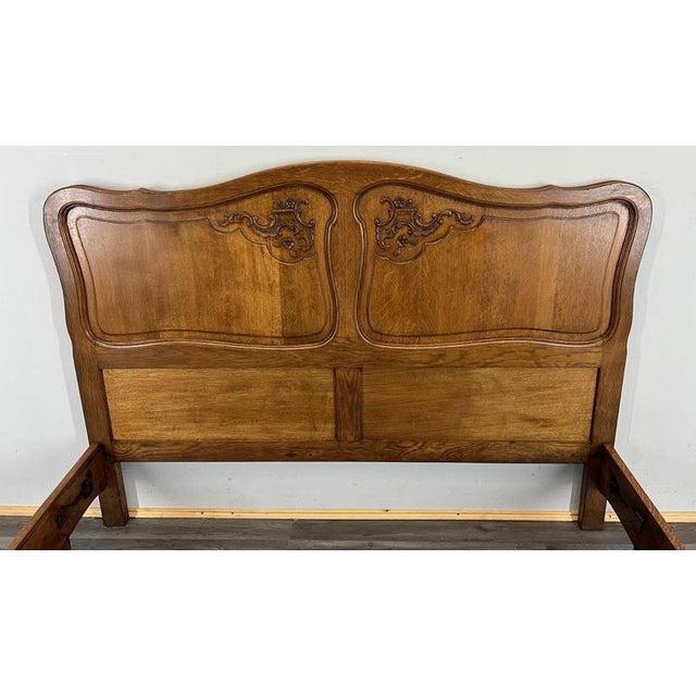 Wood Vintage French Louis XVI Double Bed Frame in Oak For Sale - Image 7 of 12